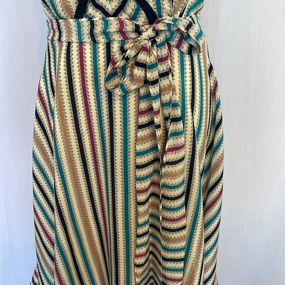 Anthropologie "Girls From Savoy" Midi Striped Silk Dress Sz 4 Coastal Party EUC - Picture 4 of 14